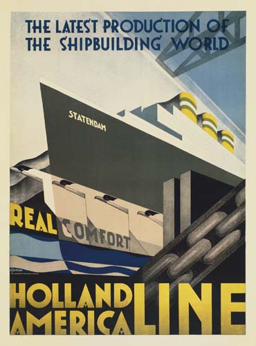 ADRIANN VANT HOFF HOLLAND AMERICA LINE / STATENDAM. 1928. 43x32 inches. Lankhout, The Hague.